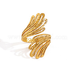 Anelli aperti con polsino in acciaio inossidabile 304 con linee cave multistrato per donna&nbsp;WG9CE7B-03