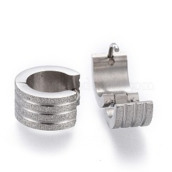 変色しにくいテクスチャ加工の304ステンレススチール製フープピアス  リング  ステンレス鋼色  12.5x13x7mm  ピン：1mm&nbsp;EJEW-L252-014P