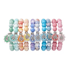 Braccialetti elasticizzati con perline di vetro craquelé rotonde opache da 10.5 mm&nbsp;BJEW-MZ00078