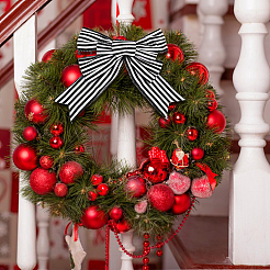 Черно-белые полосы узор льняной бант украшение витрины AJEW-WH0258-687