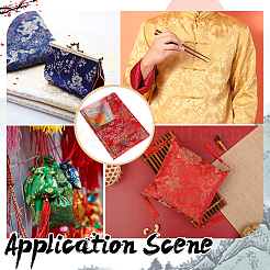 Tissu brocart en polyester à motif de jardin chinois pour vêtements et décoration intérieure&nbsp;DIY-MA0001-99A