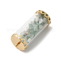 Стеклянная трубка с бусинами из натурального зеленого авантюрина внутри подвесок&nbsp;LS-FIND-B054-01G-03