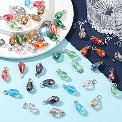 50шт 10 цвета стеклянные подвески&nbsp;PALLOY-YW00045