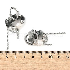 Boucles d'oreilles pendantes en éclats de pierre œil d'aigle naturelle&nbsp;EJEW-TA00817-04