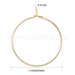 イオンプレーティング（IP）316Lサージカルステンレススチールフープピアス金具  ワイングラスチャームのパーツ  ゴールドカラー  45x0.7mm  21ゲージ&nbsp;STAS-D164-07G