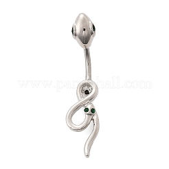 Сплав горный хрусталь змея изогнутая штанга кольца для живота AJEW-R007-03P-03