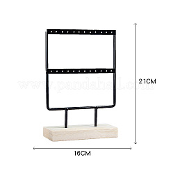 1 набор 2-х уровневых прямоугольных железных держателей-органайзеров для сережек с деревянной основой&nbsp;EDIS-SC0001-08A