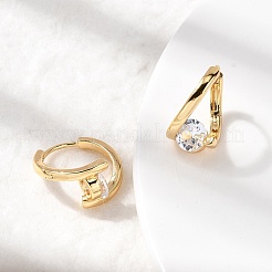 Круглые серьги-кольца из латуни с микропаве из прозрачных кубических цирконий EJEW-P331-09G