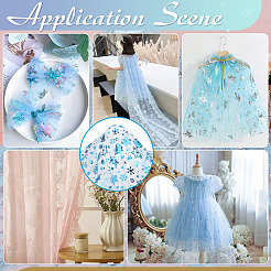 2м полиэстеровая сетчатая ткань со снежинками&nbsp;DIY-WH0622-389