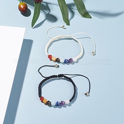 Набор браслетов из плетеных бусин из нейлонового шнура чакра BJEW-JB07251