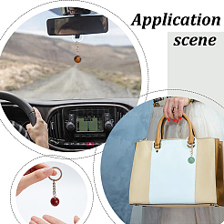 6 шт. 6 стиля круглый брелок с подвеской из натурального и синтетического драгоценного камня KEYC-DR0001-02