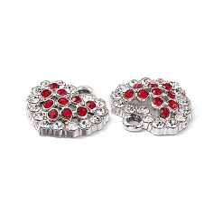 合金ラインストーンペンダント  プラチナ  ハートチャーム  カラフル  17x17x4mm  穴：2mm&nbsp;ALRI-K049-14B