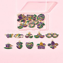 20 Stück 10 Stile Karneval/Mardi Gras Thema Legierung Emaille & Glitter Pulver Anhänger&nbsp;ENAM-FS0002-55