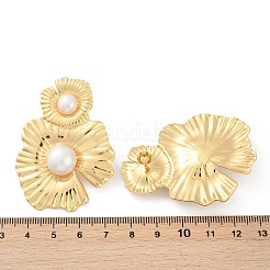 Серьги-гвоздики из нержавеющей стали 304 из АБС-пластика с жемчугом для женщин EJEW-U046-12C-G