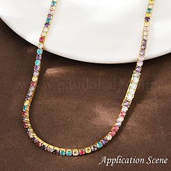 925 catena in argento sterling con zirconi cubici colorati&nbsp;STER-C016-02B-G01