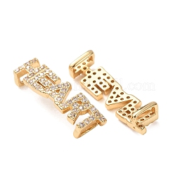 Breloques de connexion en laiton serties de micro-pavés de zircon cubique transparent en forme de cœur&nbsp;KK-K002-32D-G