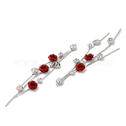 Большие подвески из платиновой латуни со стеклянными кисточками и стразами KK-B074-14P-04