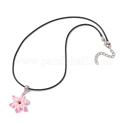 Стеклянные бусины и полимерная глина и ожерелья с подвесками в виде снежинок от сглаза NJEW-MZ00102