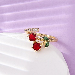 Женские кольца на палец из латуни с микропаве и кубическим цирконием RJEW-U057-13G-02