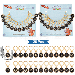 Буква a~z сплав эмаль плоская круглая подвеска запирающиеся маркеры стежков HJEW-NB0001-88A