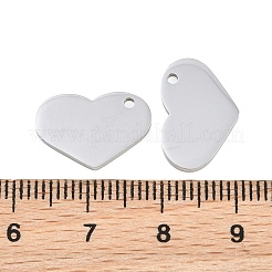 304ステンレスペンダント  ハートチャーム  空白タグのスタンプ  ステンレス鋼色  10x16x1.5mm  穴：1.2mm&nbsp;SA-CBAB99D-01P