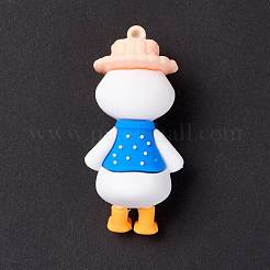 塩ビ漫画アヒル人形ペンダント  キーチェーン用  ドジャーブルー  65x31x26mm  穴：3mm&nbsp;KY-C008-08