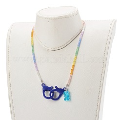 Collane di perline di vetro placcate personalizzate arcobaleno&nbsp;NJEW-JN03410