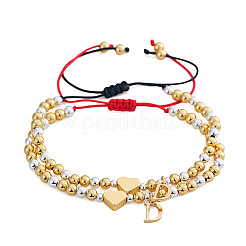 2 Stück Messing-Armband-Set mit Anhängern des Anfangsbuchstabens D&nbsp;GM5695-3