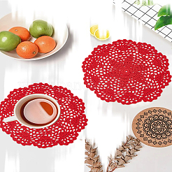 2 Stück handgefertigter Untersetzer aus gestricktem Polyestergewebe&nbsp;AJEW-LP0001-47E