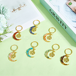 Брелок из сплава драгоценных камней в виде луны и звезд с тематикой чакры KEYC-SC0001-49