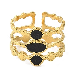 Овальные эмалированные открытые манжеты из нержавеющей стали 304 для женщин&nbsp;RJEW-F166-32G-01