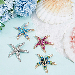 4 broche de solapa de aleación de estrella de mar de 4 colores para ropa de mochila&nbsp;JEWB-CY0001-08