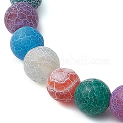 Bracelets extensibles en pierre de lune synthétique et perles d'agate patinées naturelles givrées pour femmes&nbsp;BJEW-JB11333-05