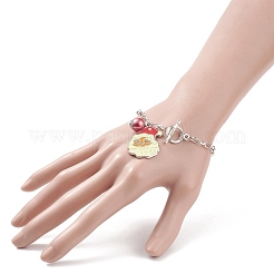 Bracelets avec breloque et chaînes rolo de fer de noël&nbsp;BJEW-JB03076-04