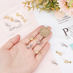 20 шт. 2-цветные латунные микропаве прозрачные кубические цирконии держатели для ледорубов KK-DC0001-92