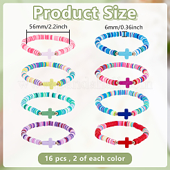16 комплект из 2 браслетов из полимерной глины с бусинами хейши для женщин&nbsp;BJEW-GO0001-34