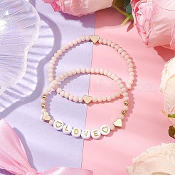 Set di braccialetti elasticizzati con perline di vetro sfaccettato 2 pz 2 stili&nbsp;BJEW-JB10452-02