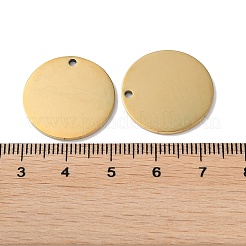 304ステンレスペンダント  空白タグのスタンプ  フラットラウンドのチャーム  18KGP本金メッキ  21x1.3mm  穴：1.6mm&nbsp;STAS-Q308-09P-G