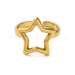 Bagues de manchette ouvertes en acier inoxydable 304 en forme d'étoile creuse pour femmes&nbsp;RJEW-K258-07G