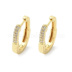 Овальные серьги-кольца из латуни с микропаве из прозрачных кубических цирконий EJEW-D311-011G