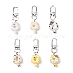 Подвесные украшения из смолы в форме пончика в форме кошки HJEW-JM03661