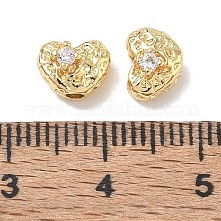 真鍮マイクロペーブクリアキュービックジルコニアビーズ  打たハート  18KGP本金メッキ  6x8x5mm  穴：1.6mm&nbsp;CU-CBA91C0-04G
