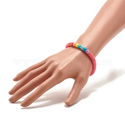 Braccialetto elastico fatto a mano con perline heishi in argilla polimerica&nbsp;BJEW-JB07393