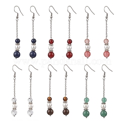 6 пара сережек-подвесок с ракушками и жемчугом EJEW-JE06500