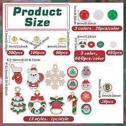 クリスマステーマのDIYジュエリー製作キット  合金エナメルペンダントを含む  ポリマークレイ、アクリル、CCBプラスチックビーズ  ミックスカラー  7x4mm  穴：1.3mm&nbsp;DIY-PH0032-75