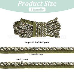 Garniture de cordon à lèvres torsadée en polyester de 12.5 m&nbsp;SRIB-WH0011-147J