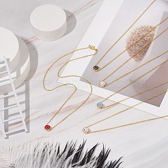 5 шт. 5-цветный эмалированный сплав ожерелья с кулоном в виде улыбающегося лица с цепочками из нержавеющей стали 304 для женщин NJEW-JN03995