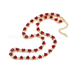 Женские ожерелья в форме сердца из латунного огнеупорного кирпича и прозрачного кубического циркония NJEW-M079-04G