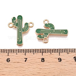 ラックメッキ合金参照グリーンエナメルコネクタチャーム  サボテンのリンク  ゴールドカラー  20x15.5x1.5mm  穴：1.6mm&nbsp;ENAM-N056-349G