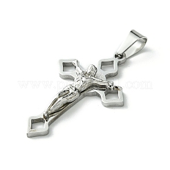 変色しない304ステンレススチールペンダント  十字架クロスチャーム  ステンレス鋼色  31x20x5mm  穴：7mm&nbsp;X-STAS-D087-02P-01